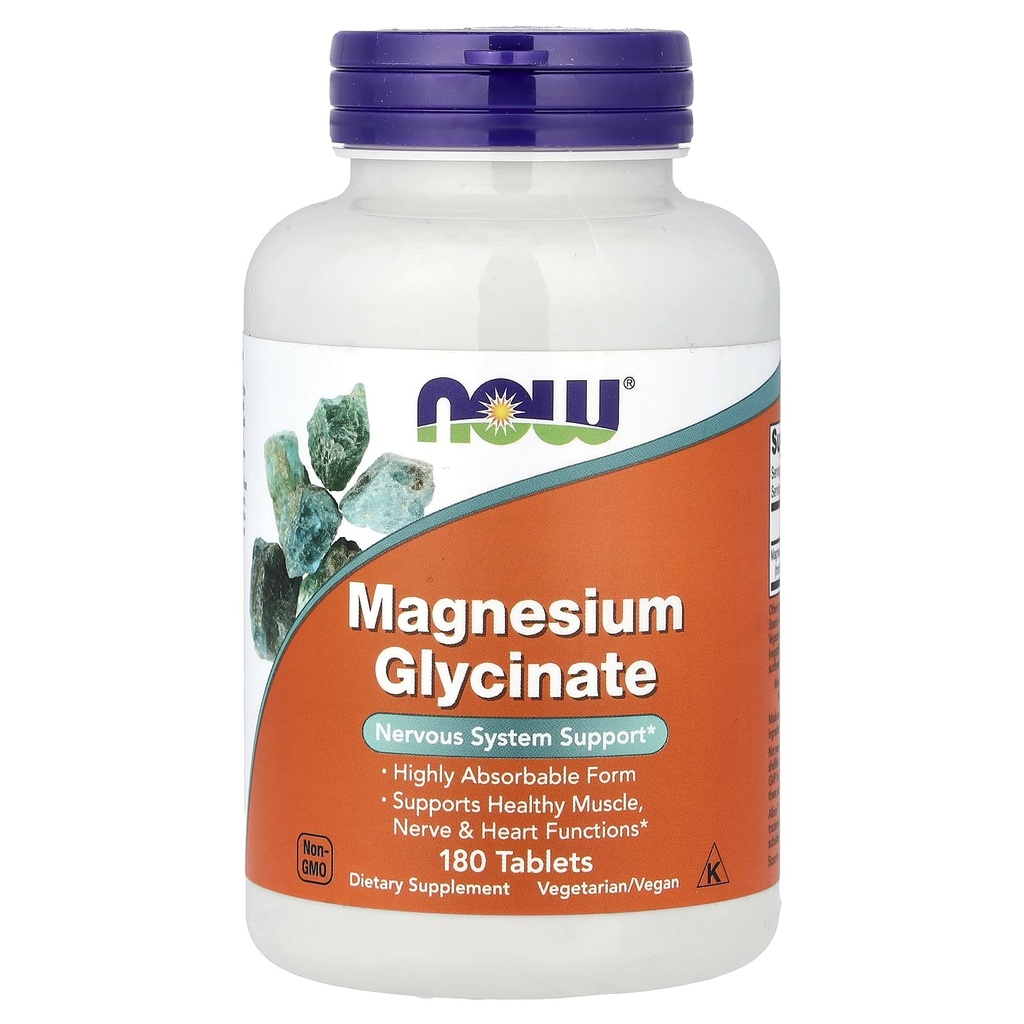 NOW, Magnesium Glycinate, 180 Tablets