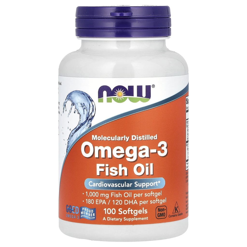 NOW, Omega-3 Fish Oil 1,000 mg, 180 EPA - 120 DHA, 100 Softgels