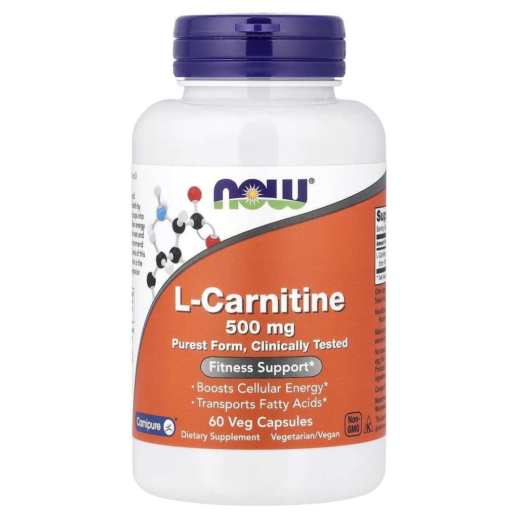 NOW, L-Carnitine 500mg, 60 Veg Capsules