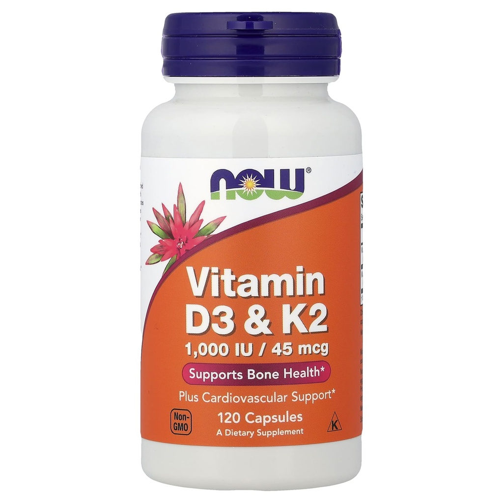 NOW, Vitamin D3 & K2 120 Capsules