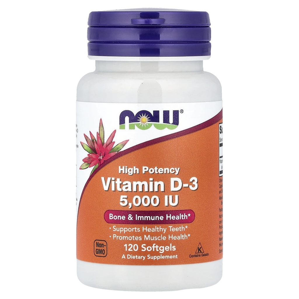 NOW, Vitamin D3 5.000 IU 120 Softgels