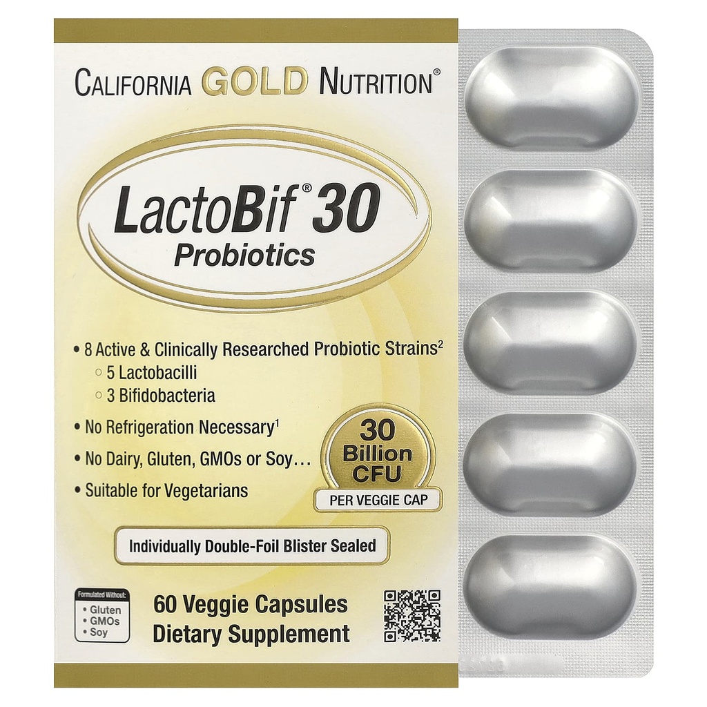 California Gold Nutrition, LactoBif 30 Probiotics, 60 Veggie Capsules